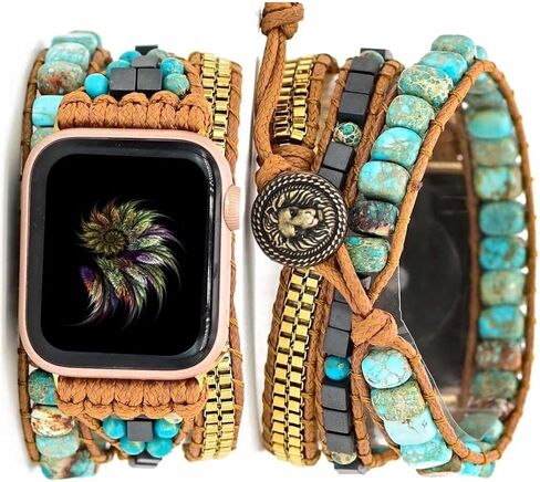 Compatible with Apple Watch Band 49mm 45mm 41mm 44mm 42mm 40mm 38mm Boho Beaded Bracelets,Multilayer Wraps Stone Handmade Watch Strap for Women Men for iWatch SE/Ultra Series 9 8 7 6 5 4 3 2 in Saudi Arabia