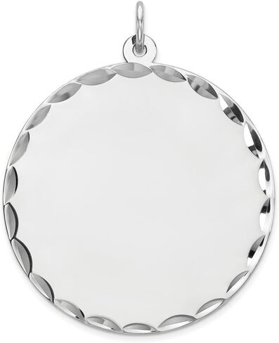 Solid 925 Sterling Silver ENG. Round Front/Back Disc Charm Engravable Pendant - 36mm x 29mm in Saudi Arabia
