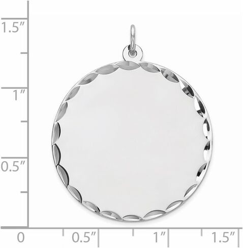 Solid 925 Sterling Silver ENG. Round Front/Back Disc Charm Engravable Pendant - 36mm x 29mm in Saudi Arabia