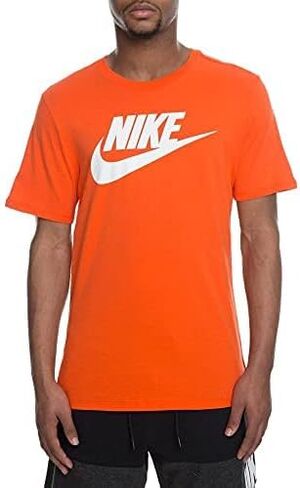 Nike Sportswear Men's Icon Futura Short Sleeve T Shirt (Small, Orange/White/White) in Saudi Arabia