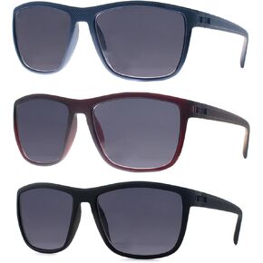 Full Reader Sunglasses for Men Women Classic Square Outdoor Reading Sun Glasses UV Protection 3PK -Not Bifocal