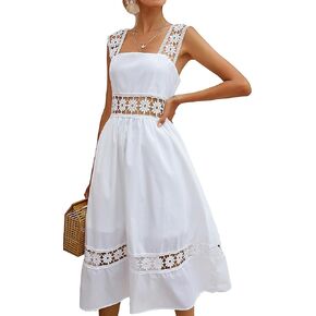 Verdusa Women's Floral Hollow Out Zip Back Cami Dress Hollow Out High Waist Midi Dress