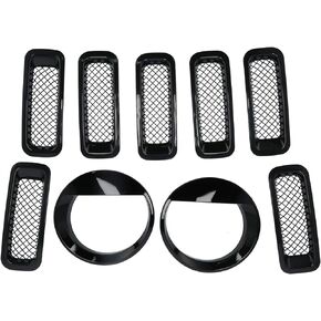 Front Grille, Car Front Mesh Grille Inserts Headlight Trim Rings Kit Decoration Fit for 2011-2016
