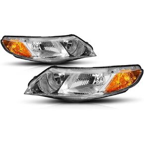 PM PERFORMOTOR Chrome Amber Headlights Replacement Compatible with 06-11 Honda Civic Sedan 4-Door, PMHL-HCIV4D-0609-OH-CA