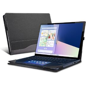 Laptop Cover for ASUS ZenBook 13 OLED 13.3" All-Inclusive Drop-Proof Laptop Bag PU Leather Inner Pocket Case (Grey)