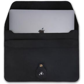 Leather Laptop Sleeve Compatible with MacBook Pro 13-13.3 Inch Notebook M3 M2 M1 Chip Pro Max 24-21 / MacBook Air 14 Inch Bag Case with Air Tag and Pen Holder (Blue)