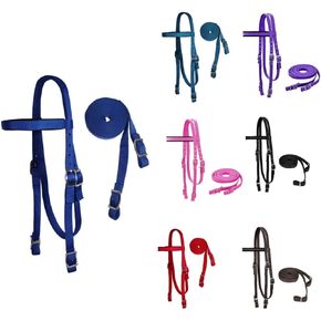 Tahoe Tack Plain Double Layer Nylon Padded Western Horse Headstall with Reins