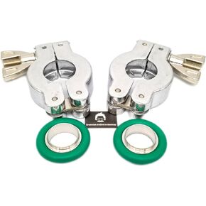 Aluminum NW16 KF16 Wing nut clamp Sets, Stainless Steel Centering Rings and FKM viton O-Ring (Al KF16 4sets)