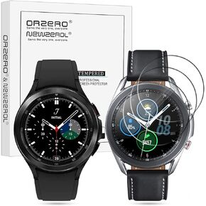 Orzero (3 Pack Tempered Glass Screen Protector Compatible for Samsung Galaxy Watch 4 Classic 46mm, Galaxy Watch 3 (45mm), Garmin Approach S40, 2.5D Arc Edges 9H HD Bubble-Free