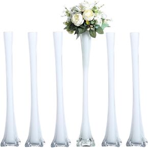 Craft And Party Eiffel Tower Vase, Pack of 6, 20" Clear Flower Vases Centerpiece for Flower, Wedding, Decoration. (20", Clear)