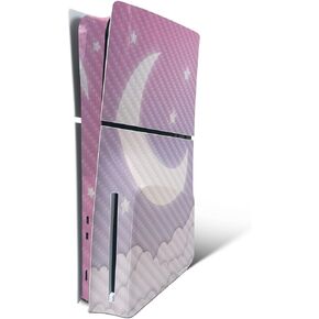 MightySkins Carbon Fiber Skin for PS5 Playstation 5 Slim Disc Edition Bundle - Twilight Lotus Protective Durable Textured Carbon Fiber Finish Easy to Apply Made in The USA