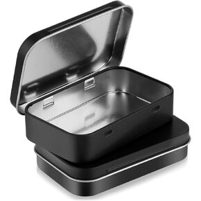 2 Pack Small Tin Box, Metal Rectangular Empty Hinged Tins Metal Tin Box with Lids Mini Portable Metal Box Container for Storage Candies Jewelry Crafts (3.7x2.4inch)