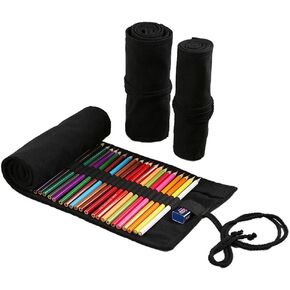 36/48/72 Slots Colored Pencil Wrap Pencils Roll Holder Coloring Pencils Organizer Holder Colored Pen Paint Brush Storage Pouch Portable for Artist Student (Natural color, 72 Slots)