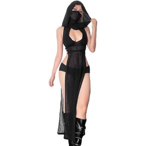 Sexy Cover Ups for Swimsuit Mock Neck Bikini Coverups High Split Dress with Hooded