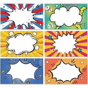 200 Superhero Name Tags Labels Perforation Line Design for School Office Home Stickers, Birthday Party Supplies School, for Students or Teachers Supply, 6 Designs.