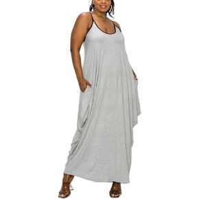 BFFBABY Women's Casual Maxi Dress Sleeveless Tie Dye Spaghetti Strap Summer Plus Size Swing Sundress with Pockets