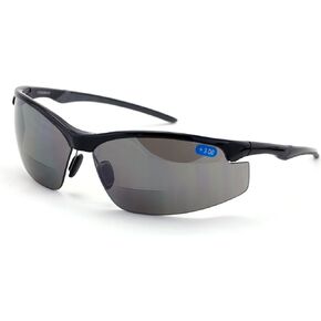 V.W.E. Bifocal High Performance Protective Safety Glasses Light Mirror Tint Bifocal - Reader - Sunglasses (Matte Black, 1.75)