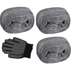 3Pack Stainless Steel Wool,2.5""x16.5FT Steel Wool Fill Fabric Roll,Gap Blocker Coarse Wire Hardware Cloth DIY Kit for Holes, Wall, Garden, Kitchen, Pipeline in Garage,Complimentary Gloves in Saudi Arabia