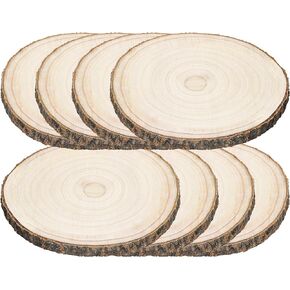 8 Pieces of 10-11 Inches Wood Slices for Centerpieces,Wooden Slices for Table Top,Wooden Slabs for Crafts,Round Wood Splices for Wedding Table,Home Dinner Table,Etc. (10-11 inches), Natural