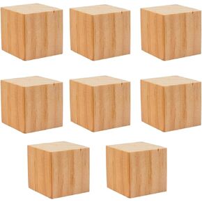 8PACK Wooden Blocks for Crafts, Unfinished Wood Cubes Blocks, 3 Inch Natural Wooden Blocks, Wood Square Blocks, Wooden Cubes for Arts and Crafts and DIY Projects