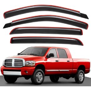 Lightronic WV194845 in-Channel Side Window Deflectors & Visors Vent Rain Guards, Dark Smoke, 4-Pieces Set, Fits 2006-2008 Dodge Ram 1500, 2006-2009 Dodge Ram 2500/3500, Mega Cab