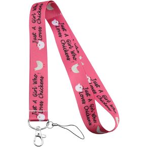 BEKECH Chicken Lovers Gift Just A Girl Who Loves Chicken Cute Chicken Pattern Lanyard ID Card Holder Keychain Clip Gift