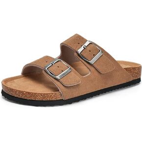 Torotto Womens Slides with Cork Footbed Open Toe Adjustable Webbing Flat Sandals for Walking | Beach | Indoor