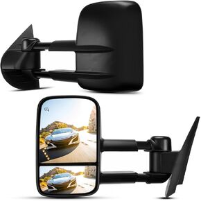 PHILTOP Power Heated Towing Mirrors Fit for Silverado 1500,Sierra 1500,Tahoe,Silverado 2500 HD,Suburban 1500,Yukon,Sierra 2500 HD,Power Glass,Telescoping&Folding,Tow Mirrors with LED Arrow Signal Lamp
