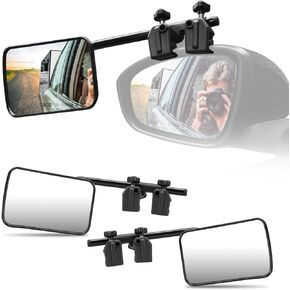 Universal Clip on Towing Mirrors 360° Adjustable Trailer Mirror Extender Towing Hitch Sturdy Iron Bracket Extenders Trailer RV Truck Car Mirrors for Towing