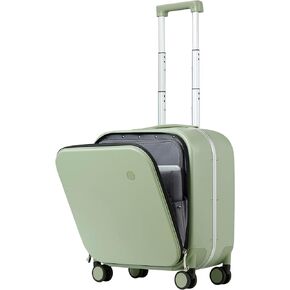 mixi Luggage Suitcase with Spinner Wheels, 24'' Checked Travel Luggage Aluminum Frame PC Hardside with TSA Lock & Cover - Smoke White