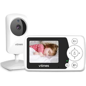 Baby Monitor with Camera and Audio, Video Baby Monitor No WiFi Night Vision, 2.4" LCD Screen Portable Baby Camera VOX Mode Pan-Tilt-Zoom Alarm and 1000ft Range, Ideal for Gifts