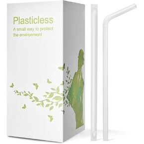 200 Count 100% Plant-Based Wrapped Compostable Straws - Plasticless Biodegradable Flexible Drinking Straws - A Fantastic Eco Friendly Alternative to Plastic Straws
