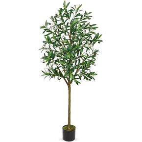 3Ft Artificial Olive Tree Tall Fake Potted Olive Plant Large Lifelike Faux Plastic Plants in Pot for Home Decor Indoor Living Room Bedroom Office Decoration