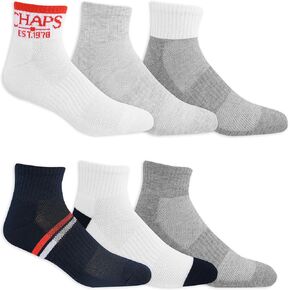 Chaps Men's Athletic Cushioned Performance Ankle Socks-6 Pairs-Breathable Mesh