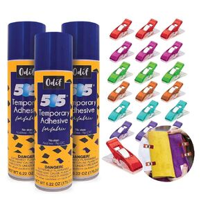 Odif 505 Spray Baste for Quilting (7.2 oz) with Pixiss Small Clothes Pin (20 Pack) for Machine Embroidery Supplies - Repositionable Adhesive Spray Glue for Fabric, Quilters, and More