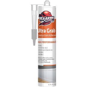 Kraken Bond White Heavy Duty Construction Adhesive - (2x10.1 fl. oz) Fast Cure Tile Adhesive for Professional & DIY Projects, Quick Grab for Wall Panels, Tile, Marble, Granite - 2 Pack