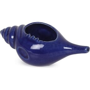Leak Proof Durable Ceramic Neti Pot Non-Metallic and Comfortable Grip | Microwave and Dishwasher Friendly Natural Treatment for Sinus and Congestion Attractive Designed (Blue Matt)