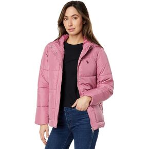 U.S. Polo Assn. Classic Hooded Puffer with Patch Pocket And Cozy Faux Fur Lining