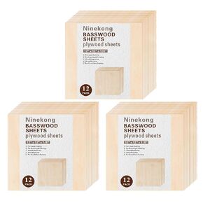 12 Pack Basswood Sheets 1/16 inch,12"x12"x1/16 Plywood Sheets,1.5mm Basswood for Laser Cutting,Laser Engraving Blanks,Thin Natural Unfinished Wood for Crafts,Wood Burning,Scroll Saw Cutting