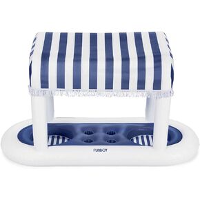 محطة مشروبات FUNBOY العملاقة العائمة بخطوط كابانا البحرية، غطاء قماش قابل للإزالة مع هامش، مثالية للحفلات، وديكورات الطاولة والمرطبات داخل حمام السباحة.