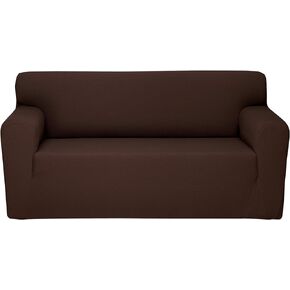 Elastic Anti Slip 1 Piece Sofa Cover for Dogs Cats and Kids Stretch Couch Slipcover with Armrests 3 Seater Furniture Protector From Pets Spandex Three Cushion Sofa Shield Loveseat Brown