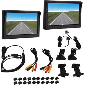Backup Camera System Kit, Side View Camera DC12V‑24V 5inch TFT LCD Backup Camera System Kit Horizontal 87° Vertical 62° IP67 Waterproof for Car Bus Truck
