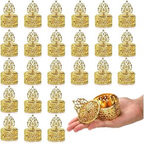 Mezchi 24 Pack Clear Favor Boxes, Mini Candy Container with Gold Lid, Plastic Wedding Party Favors, Tea Party Favors for Chocolate, Candy