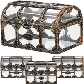 4pcs Box Pirate Treasure Chest Plastic Storage Containers for Clothes Crystal Candy Clear Gift Boxes for Presents Wedding Party Supplies Happy Candy Bride Small Candy Box