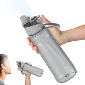 FEIJIAN Mist Water Bottle,22oz Sports Water Bottle with 2-IN-1 Mist & Sip Function, BPA-Free Plastic Water Bottles, Misting Water Bottle, Leakproof & Lightweight, Ideal for Fitness and Outdoor, Blue