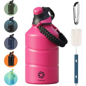 Insulated Half Gallon Water Bottle 64oz with Magnetic Lid,Stainless Steel Double-Wall Vacuum Leak Proof Sports Insulated Jug with Paracord Handle, Keep Water Hot & Cold for Outdoor,Gym