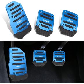 Pack-3 Car Brake Pedal Pads, Anti-Slip Durable Metal Manual Vehicle Accelerator Cover Replacements, Universal Waterproof Automotive Clutch Pedal Accessories for Truck SUV Car (Blue)