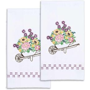 Jack Dempsey Needle Art Wheelbarrow Decorative Hand Towels