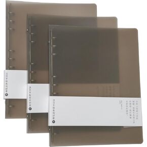3 Pack A5 A6 B5 Round Ring Binder Cover 6-Ring 9-Ring PVC Binder Covers Refillable Notebook Loose Leaf Binder Protector (Inner Paper Not Included) (A6 White Black Coffee 3 Pack)