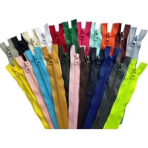 ZMCHNICY #5 Colorful Resin Closed-End Zippers with Pulls for Pockets Handbags Backpack Clothes Decoration Craft Bags Pencil Cases Sewing Craft,22 Assorted Colors Resin Zippers (20cm/ 8inch)